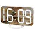 thumbnail image 1 of WulaWindy Reloj despertador digital, pantalla LED con espejo grande, con cargador USB, función de repetición, modo tenue, para colgar en la pared junto al reloj de escritorio para decoración de la hab, 1 of 5