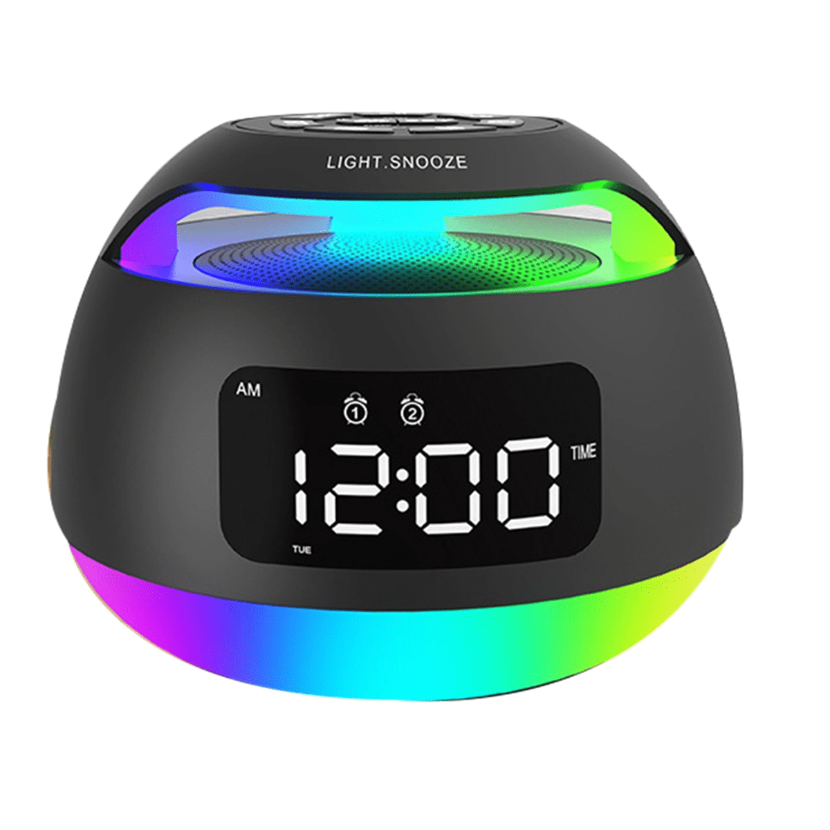 Portable LED Alarm Clock Radio  ColorfulLight Radio Receiver Wireless Bluetooth Speaker with DualAlarm Clock Snooze,B