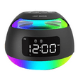 thumbnail image 4 of Radio despertador LED portátil con receptor de radio con luz colorida RGB y altavoz inalámbrico Bluetooth con doble alarma y función de repetición, B, 4 of 8
