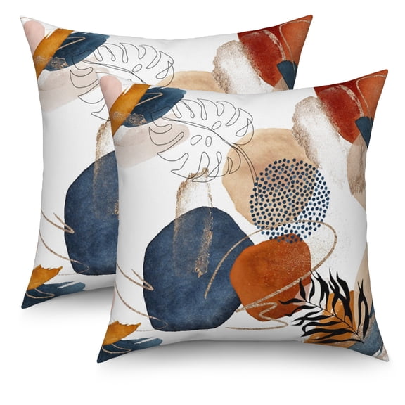 Burnt Orange Abstract Throw Pillow Covers 18x18 Set of 2,Mid Century Modern Decorative Pillowcases for Sofa Couch Living Room
