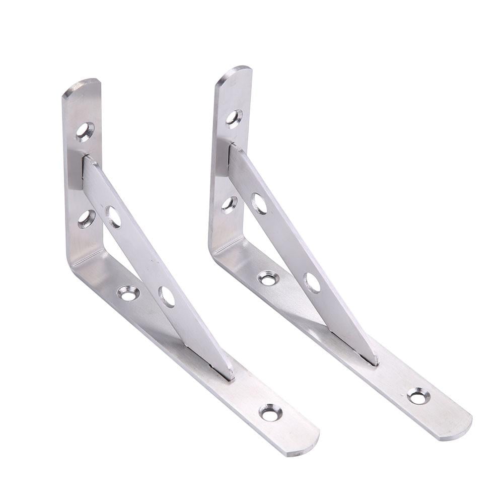 Tebru Wall Shelf Support, 1 Pair Stainless Steel LShaped WallMounted Shelf Brackets Support