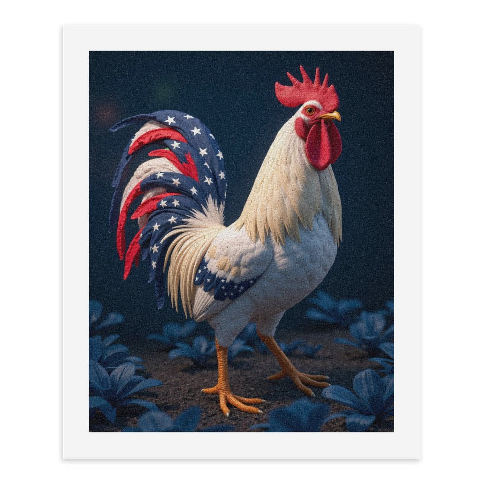 Paint By Numbers Kit for Adults Beginner - DIY Rooster Patriotic Blue Red Feathers Canvas Painting Kits for Adults, Frameless Paint By Number for Adults for Home Wall Decor 16x20 Inch