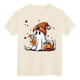 thumbnail image 3 of Toddler Baby Girl Halloween Shirt Kid Cute Bow Ghost T-Shirt Kids Short Sleeve Spooky Season Gift Tee Tops 7-8 Years Beige, 3 of 7