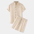 thumbnail image 7 of Short Sets for Men Lightweight Short Sleeve Button Down Stand Collar Shirt and Shorts 2 Piece Matching Set Summer Outfits, 7 of 7