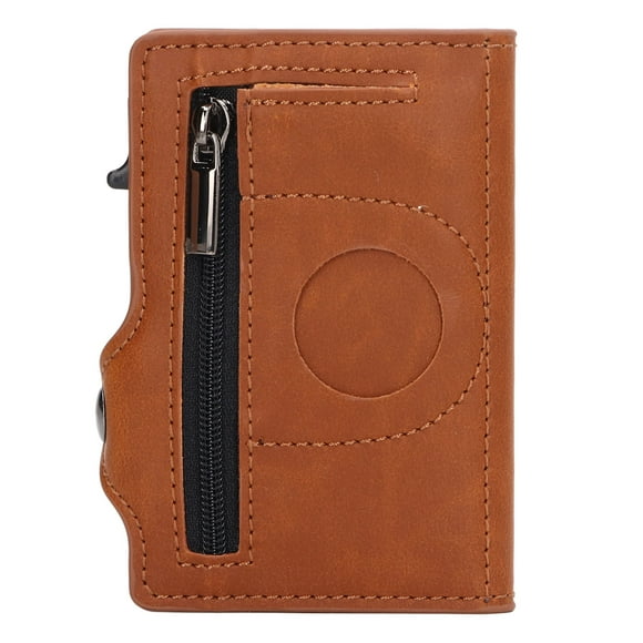 ZOUSSIQI Wallet Aluminium Alloy PU Anti Lost Ultra Thin ID Credit Card Holder for Locator Tracking Device Apricot JU316-76926