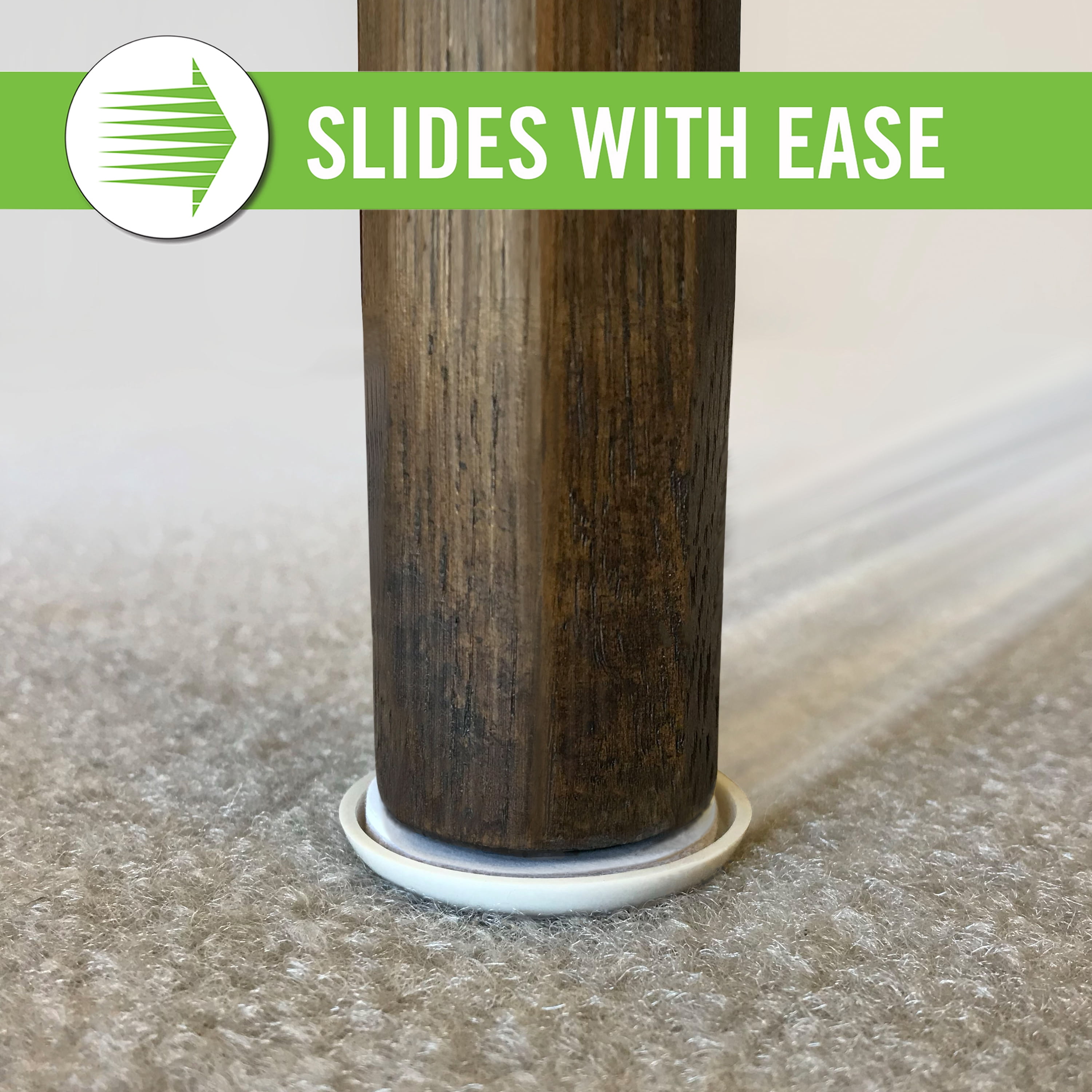 Super Sliders 1¼" Round Furniture Sliders – 16 pack, Self-Stick Pads for Carpeted Surfaces (Beige)