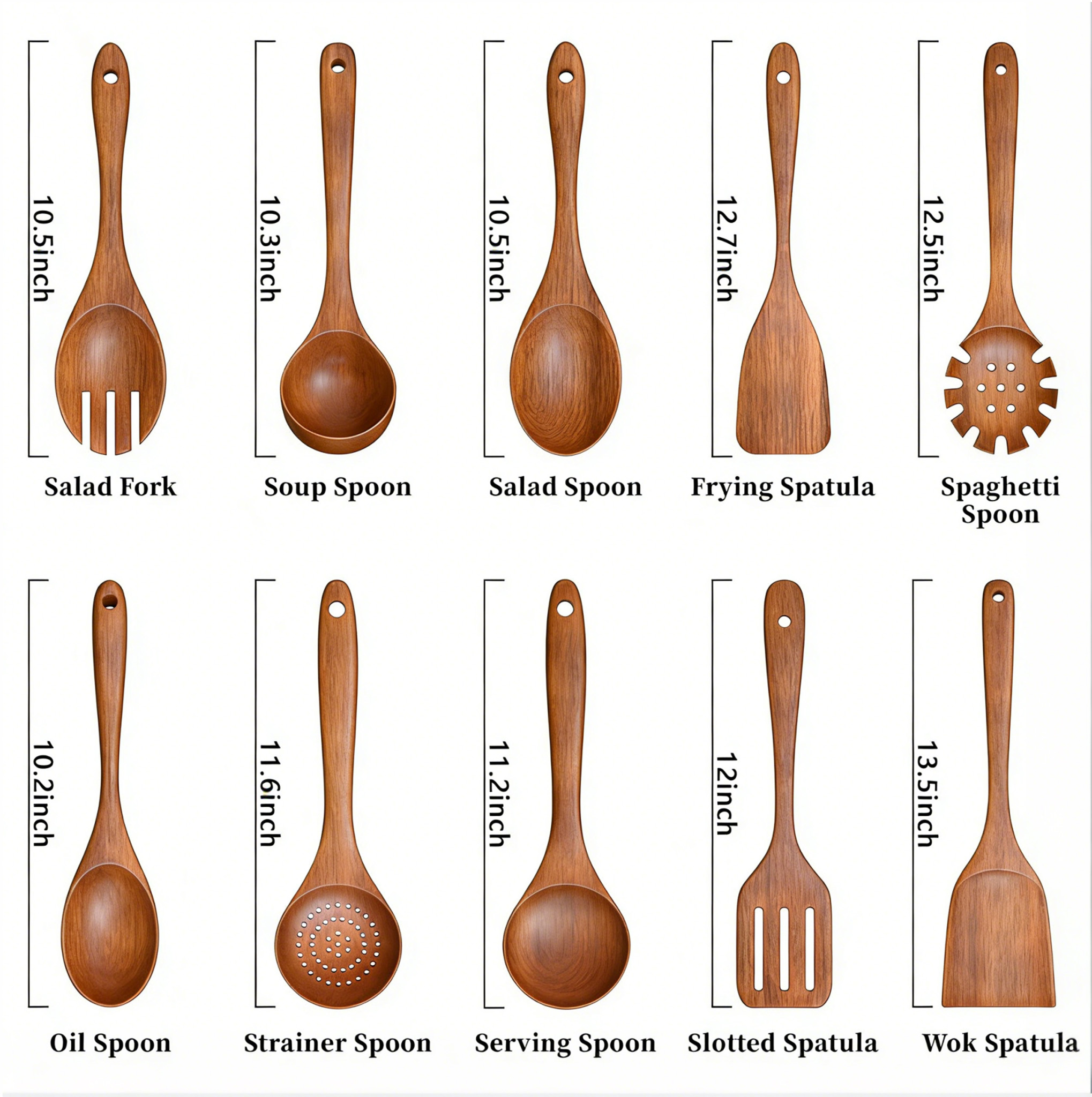 GPED 10-Piece Teak Wood Cooking Utensil Set photo 3