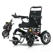 Intelligent Lightweight Foldable Electric Wheelchairs, Compact Power Wheelchair, Portable Folding Carry Wheelchair-Black