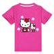 thumbnail image 3 of Traje de Hello Kitty para niños, Top con estampado de dibujos animados bonitos para niñas + Pantalones cortos, conjunto de dos piezas, camiseta de manga corta para niños + Pantalones deportivos para n, 3 of 5