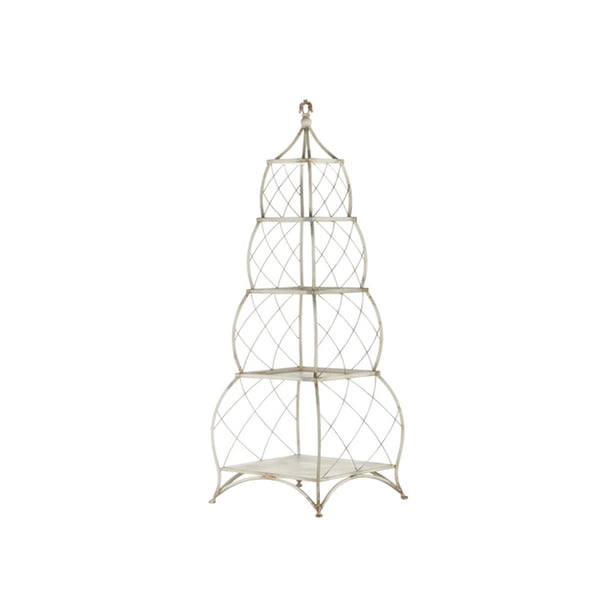 Raz Imports 2021 48.5inch French Wire Distressed White 4 Tiered Shelf