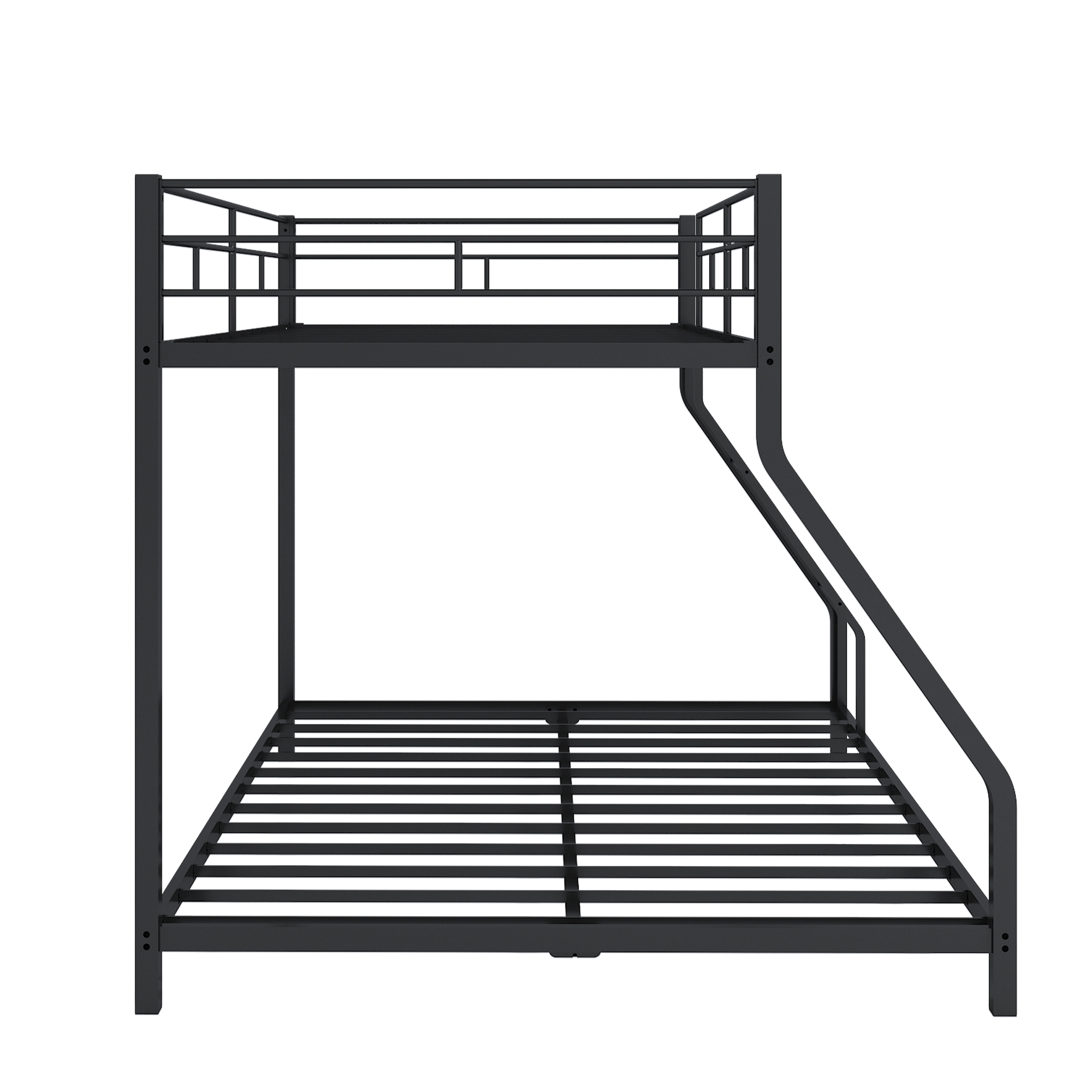 Bunk Beds Twin over Full Size, LEGAHOME Metal Bunk Beds for Kids, Twin Over Full Kids Bunk Bed with Full-Length Guardrail, for Adults Dorm Bedroom Guest Room, No Box Spring Needed, Black