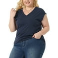 thumbnail image 4 of Agnes Orinda Plus Size Tops for Women Sleeveless V Neck Sequin Shoulder Tank, 4 of 5