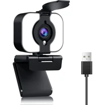 4K Ultra HD USB Webcam, Pro Streaming Web Camera Built in Microphone &Ring Light