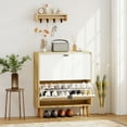 thumbnail image 2 of HOMCOM Armoire à Chaussures Étroite, Armoire de Rangement pour Chaussures à 2 Tiroirs Basculants, Blanc, 2 of 10