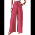 thumbnail image 3 of Pantalones de Salón de Pierna para Mujer, Cintura Alta, Ajustables, con Nudo de Lazo, Holgados. Rojo M, 3 of 10