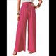 thumbnail image 3 of Pantalones de Salón de Pierna para Mujer, Cintura Alta, Ajustables, con Nudo de Lazo, Holgados. Rojo XXL, 3 of 10