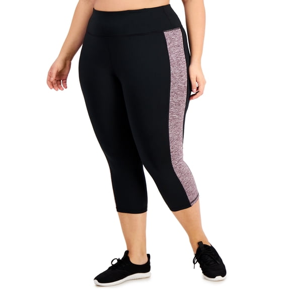 ID Ideology Women's Colorblocked Capri Leggings Black Size 4X
