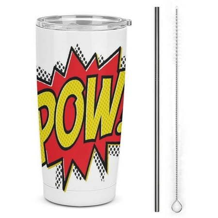 

6276188958714 Car Cup Insulated Tumbler Travel Cup Keeps Drinks Cold & Hot 20oz - with Straw Lid Stainless Steel