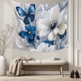thumbnail image 5 of White Blue Flowers Tapestry for Bedroom Wall Hanging Tapestry, Modern Elegance Butterfly Floral Ceiling Backdrop Tapestries Poster Blanket Wall Decor for Teens Room Living Room Dorm 39" x 59", 5 of 8