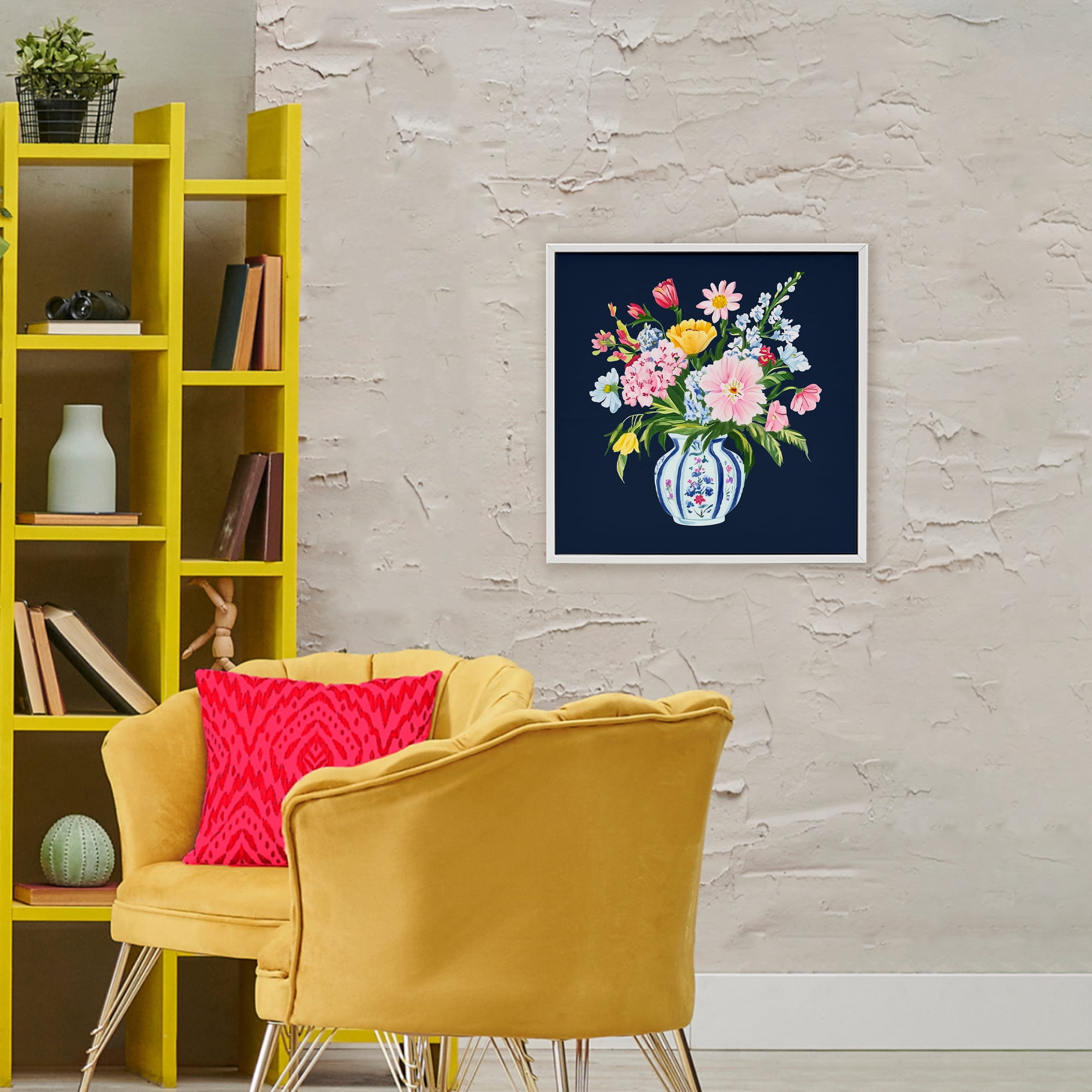 Spring Elegance Chinoiserie Vase White Framed Giclee Art, design by Yen