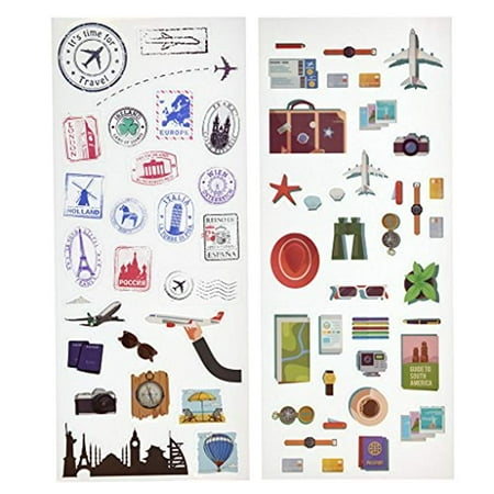 - Kodak Colorful & Decorative Travel Stickers For 2x3 Photo Paper (Printomatic, Mini Shot, Mini 2) - 2 Unique Sheets