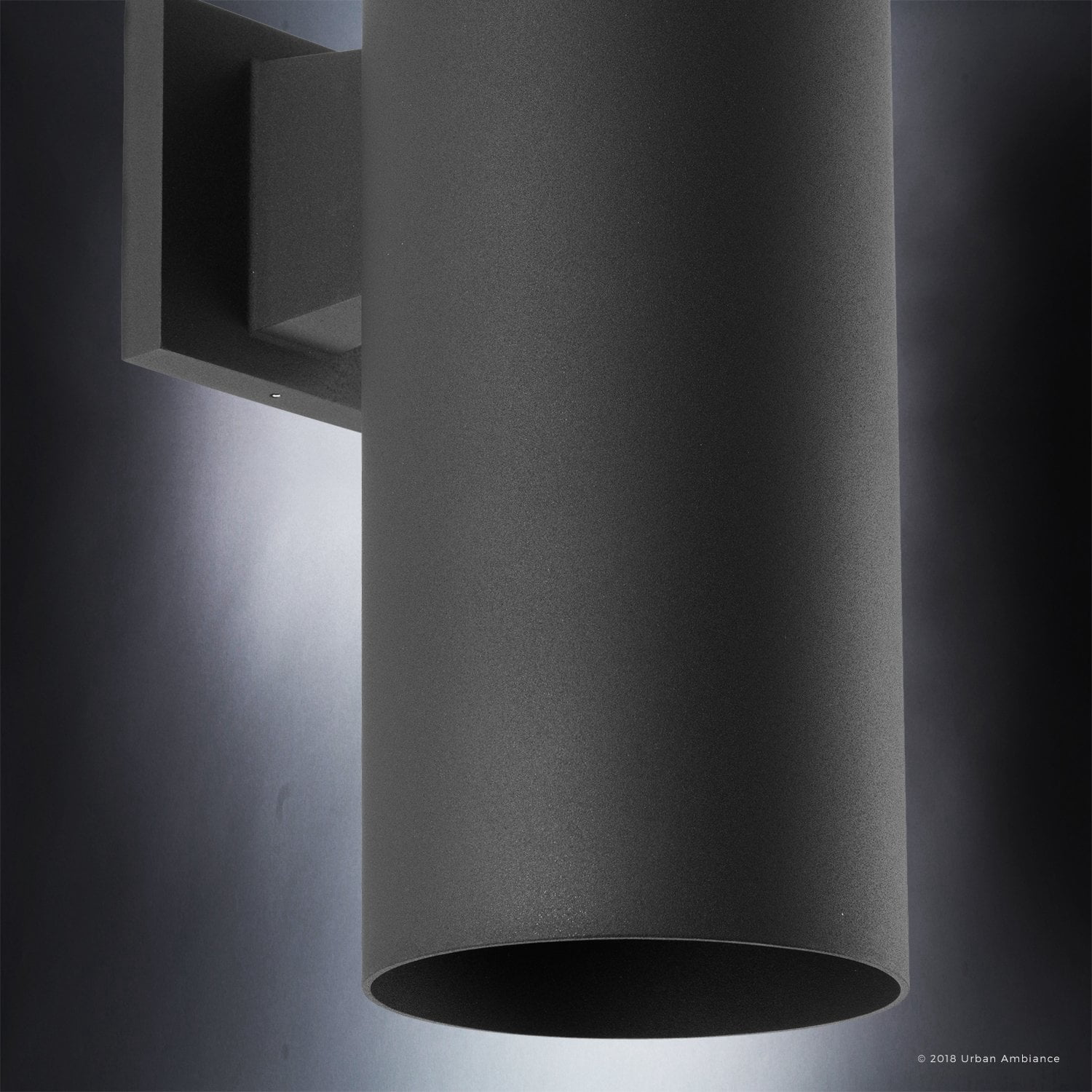 Urban Ambiance Luxury Modern Outdoor Wall Light, Size: 18"H x 6"W, with Transitional Style Elements, Midnight Black Finish, UHP1066