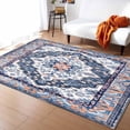 thumbnail image 1 of Bohemian Area Rugs Indoor Non-Slip Washable Rug 4x6 Ft Vintage Tribal Boho Floral Monaco Ethnic Style Blue Rubber Backing Floor Mats Non Shedding Home Decor Carpet for Entryway Living Room, 1 of 7