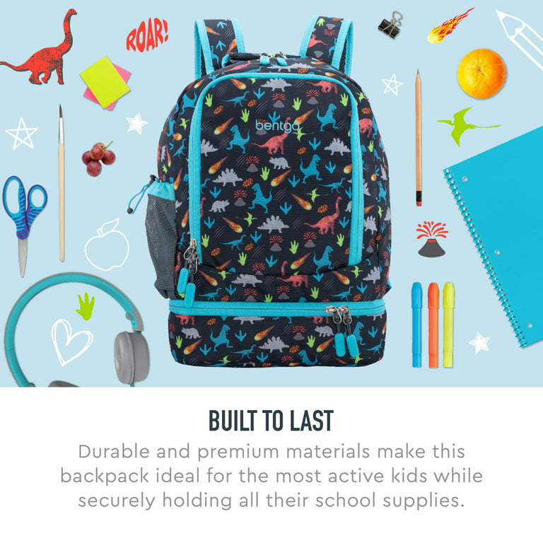  Bentgo® Kids Lightweight 14” Backpack in Unique Prints for  School, Travel, & Daycare - Roomy Interior, Durable & Water-Resistant  Fabric, & Loop for Lunch Bag (Dinosaur)