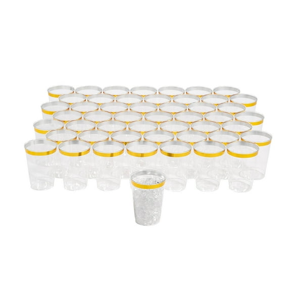 Fun Express Bulk 300 Count Gold Rim Plastic Cups