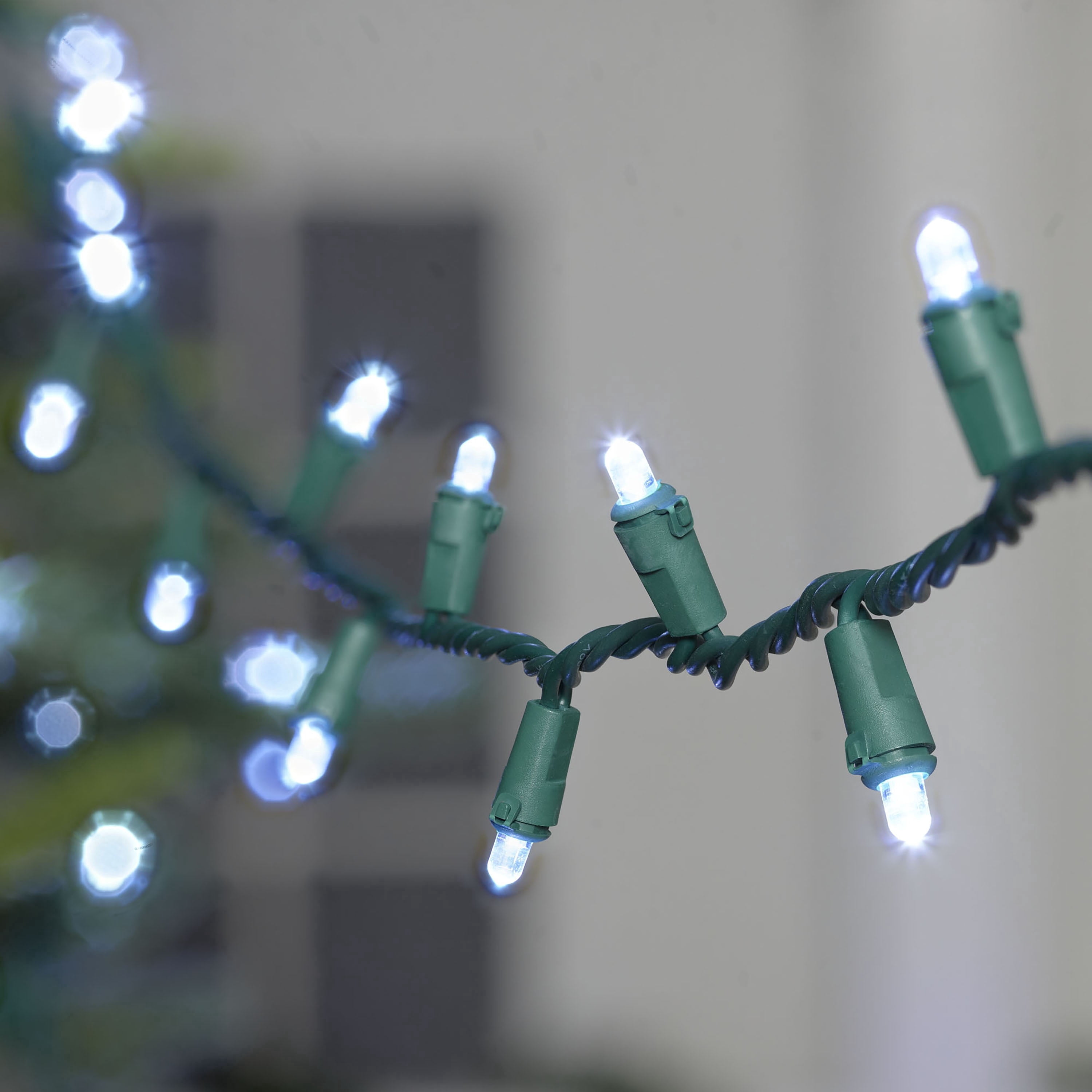 Indoor/Outdoor 240-Count LED Dome Christmas String Lights, Cool White, Green Wire, 47', by Holiday Time