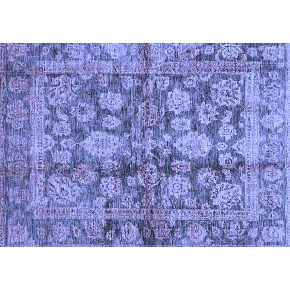 Ahgly Company Machine Washable Indoor Rectangle Oriental Blue Traditional Area Rugs, 2' x 5'