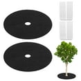 thumbnail image 1 of Anillo de mantillo de árbol no tejido de 2 piezas, tapete protector de árbol de 20.5 pulgadas con 12 estacas para protección de raíces de plantas [Negro], 1 of 7