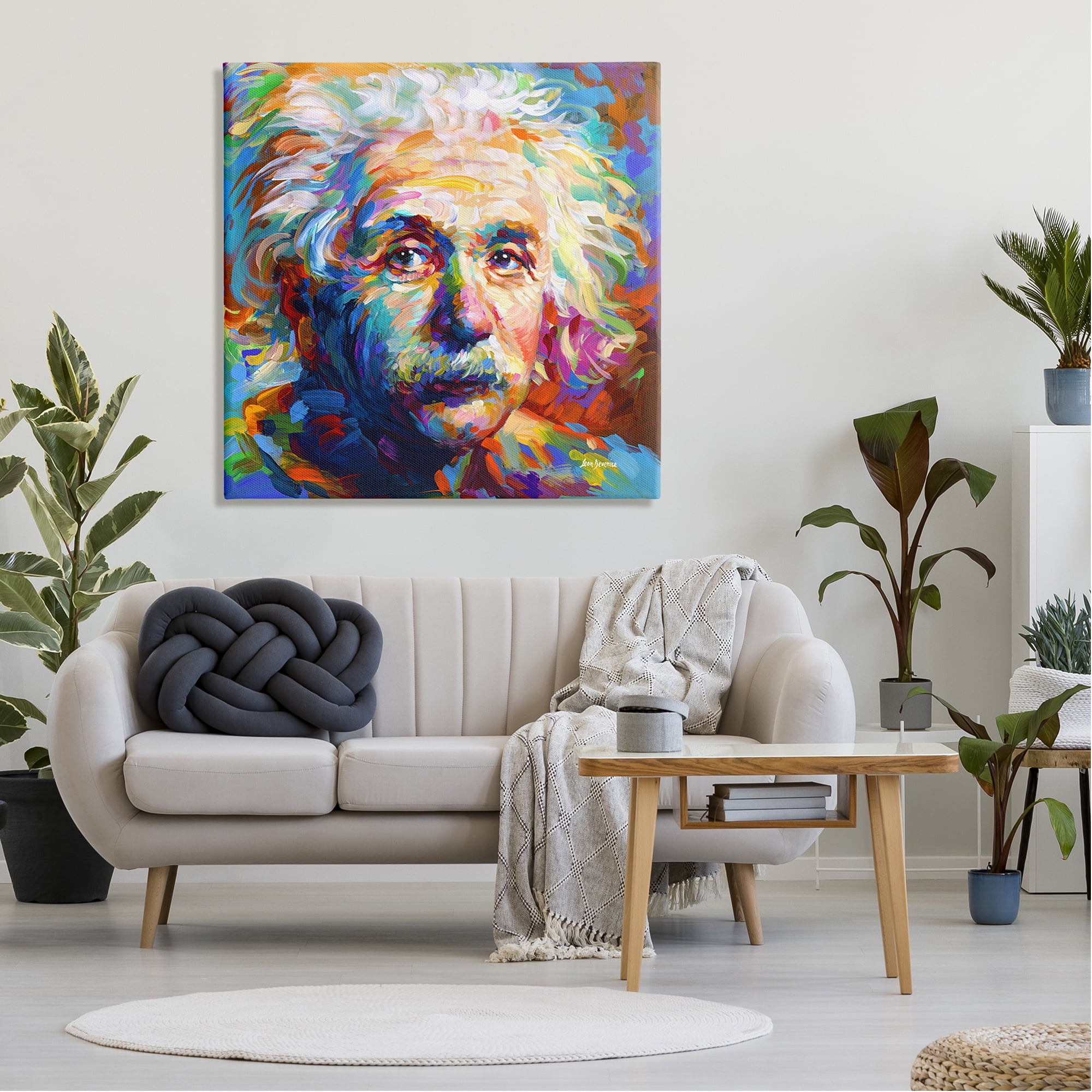Stupell Industries Abstract Albert Einstein Portrait Abstract Painting Gallery Wrapped Canvas Art Print Wall Art, 36 x 36