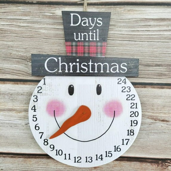 Snowman Advent Calendar Hanging Days Until Christmas Countdown Sign Wooden Snowman Countdown Calendar for Christmas Home Wall Indoor Outdoor Decoration