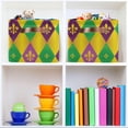 thumbnail image 7 of Coolnut Mardi Gras Carnival Storage Basket Foldable Storage Bin 2 Pack, Canvas Rectangular Storage Basket with Leather Handles for Home Closet & Office Decor Gifts, 7 of 7