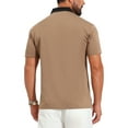 thumbnail image 3 of INSPIRE CHIC Men's Zipper Closure Colorblock Short Sleeve Basic Polo Shirt 2XL Khaki, 3 of 5