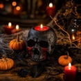 thumbnail image 6 of Halloween Skull Candle Holder, 3.3 Inch Gothic Skull Tealight Holder with Dripping Red Wax Effect, Spooky Decor for Halloween, Gothic Home (White), 6 of 6
