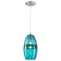 Westinghouse Lighting 6366300 Mini Pendant with Turquoise Glass - Brushed Nickel