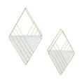 thumbnail image 6 of DecMode 17", 14"H Rectangle White Metal Indoor Outdoor Hanging Geometric Wall Planter (2 Count), 6 of 8