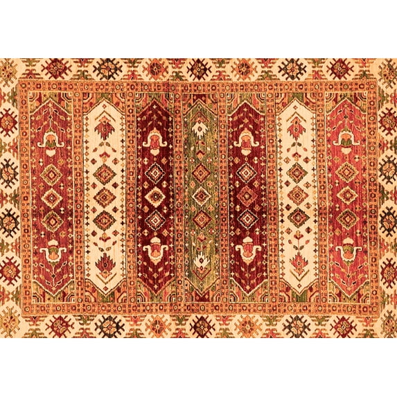 Ahgly Company Indoor Rectangle Abstract Orange Modern Area Rugs, 5' x 8'