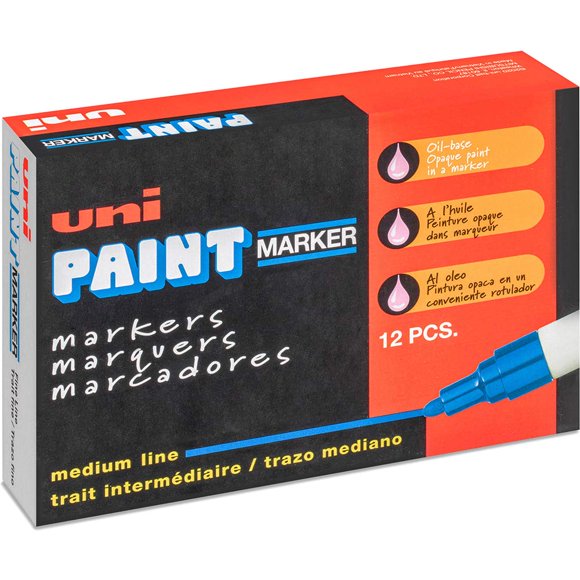 Uni-paint Marqueur de Peinture Permanent, à Base de Peinture, Famille de Couleurs Rouges, Pointe Moyenne, Lot de 12 Rouge 63602-1 Chacun