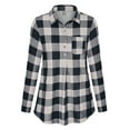 thumbnail image 2 of ADREAMLY Women Plaid Shirt Button Down Flannel Long Sleeve Tunic Tops Blouse, 2 of 6