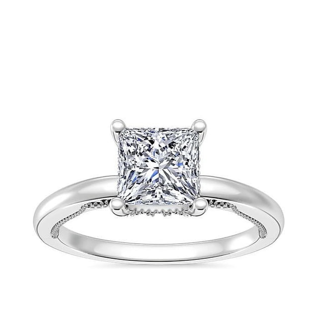 1.15 Carat Excellent Princess Cut Real Diamond New Design Solitaire Ring for Wedding Solid 18K White Gold Size 11