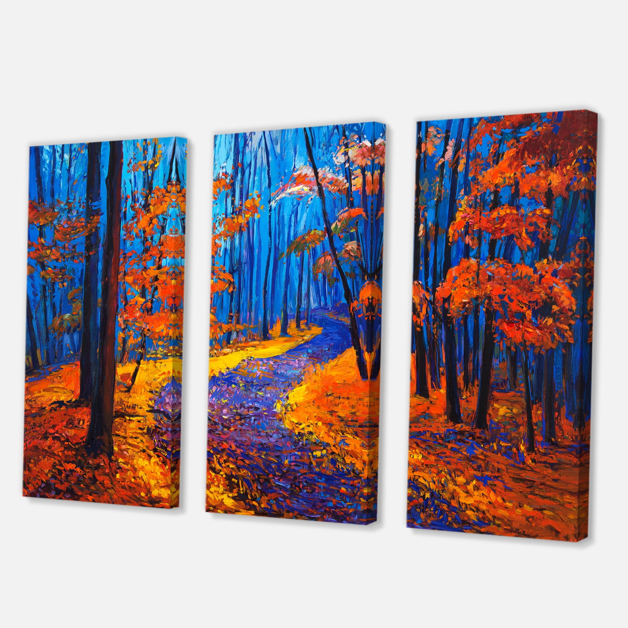 Designart ' Orange Autumn Landscape With Little Road I ' Traditional Canvas Wall Art Print