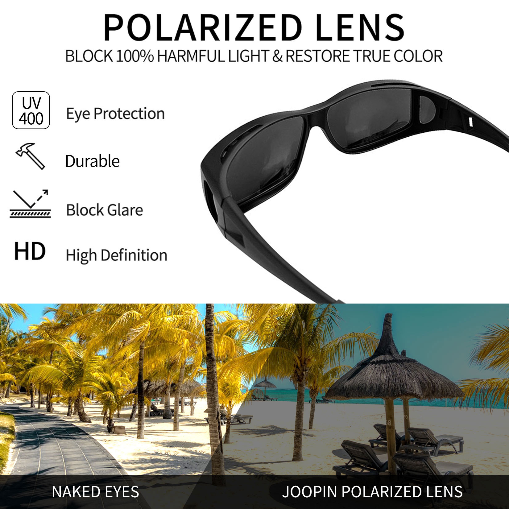 Joopin Fit Over Polarized Sunglasses, Black photo 6