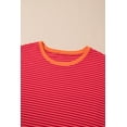 thumbnail image 4 of Relaxed Fit Plus Size Long Sleeve Top with Stripe Pattern - Orange - [ZhiHiMeRi] | (US 18W-20W)2X, 4 of 9