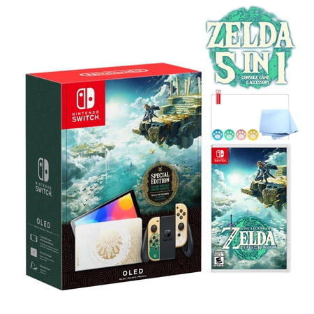 2023 Nintendo Switch OLED Zelda Limited Edition 5 in 1 Collection  Green & Gold Joy-Con 64GB Console  Hylian Themed Dock  The Legend of Zelda: Tears of the Kingdom  3 Mytrix Accessories - JP Version