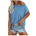 thumbnail image 2 of Viikei Plus Size Short Sleeve Tops on Clearance Women T-shirt under $10 O-neck Short Sleeve Solid T- Shirt Blouse Tops, 2 of 4