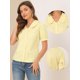 thumbnail image 2 of Blusa de Trabajo Informal Allegra K Algodón Peter Pan Para Mujer Amarillo claro XS, 2 of 5
