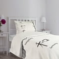 thumbnail image 3 of Ambesonne Asian Themed Quilted Bedspread Set 2 Pcs, Peace Concept Pattern, Twin Size, White Black, 3 of 5